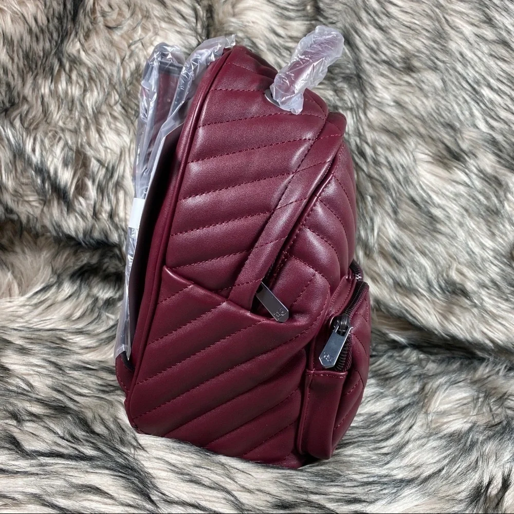 KEELY Chevron Quilted Mini Backpack Wine